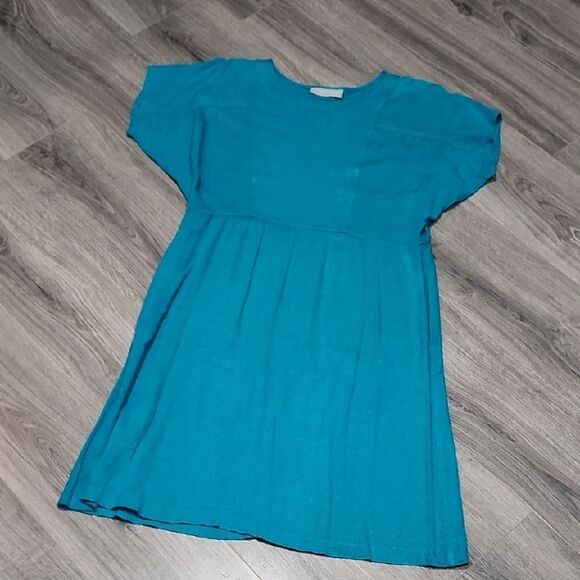 EUC Teal Boho Vintage Carol Anderson Dolman Midi Dress